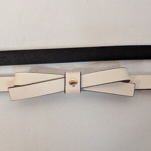 Kate Spade New York Leather Belt Set Cream Bow Belt - Black Spade Belt Medium